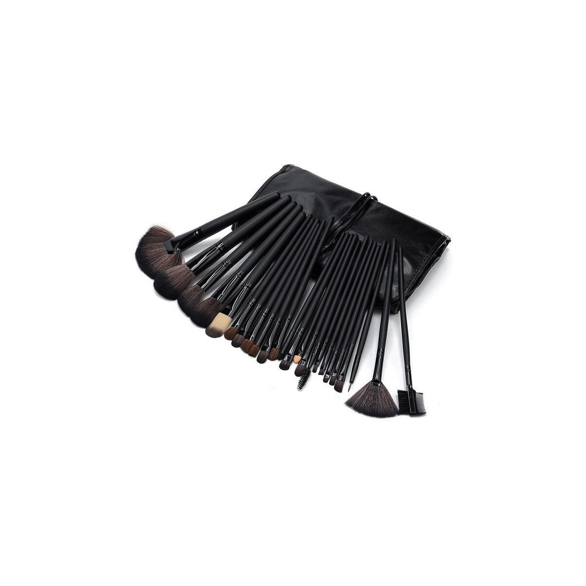 VelvetChroma Pro Black Brush Set on a pure white background, makeup brushes product photo