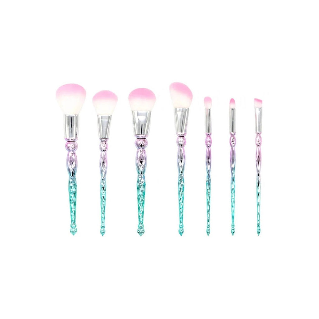 VelvetChroma Crystal Handle Brush Set on a pure white background, makeup brushes product photo