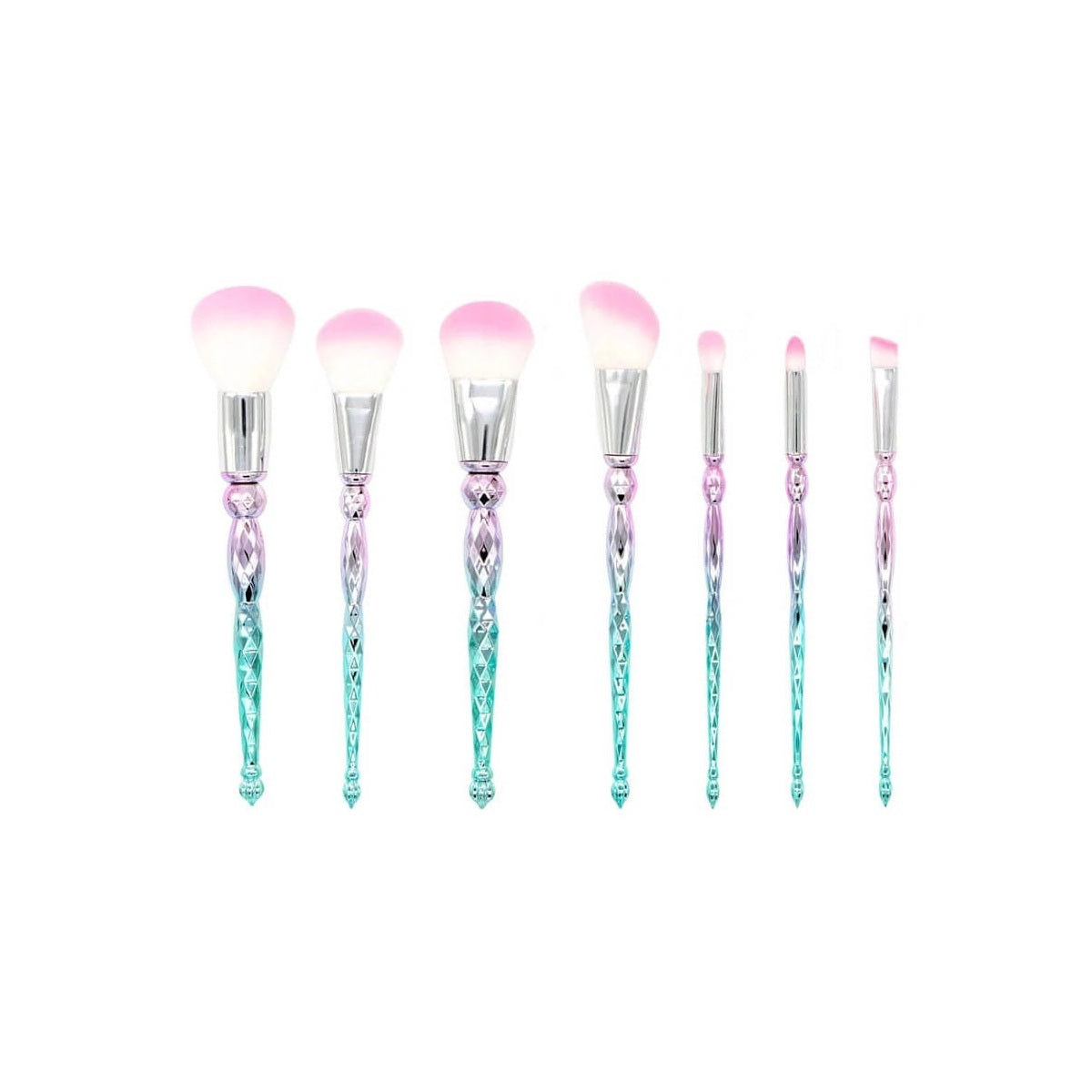 VelvetChroma Crystal Handle Brush Set on a pure white background, makeup brushes product photo