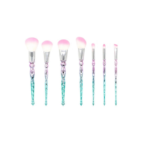 VelvetChroma Crystal Handle Brush Set on a pure white background, makeup brushes product photo