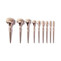 VelvetChroma Rose Gold Brush Set on a pure white background, makeup brushes product photo