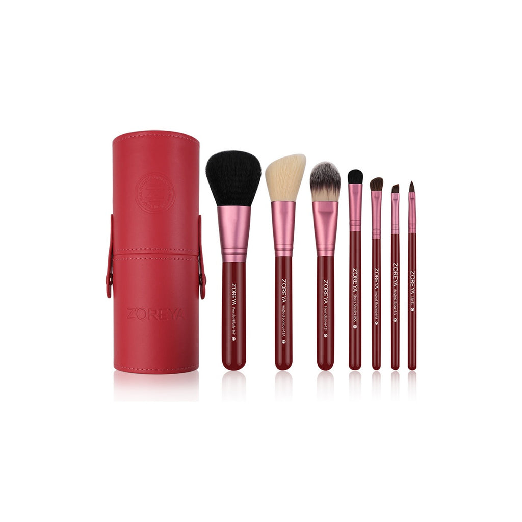 VelvetChroma Essential Brush Roll Set on a pure white background, makeup brushes product photo