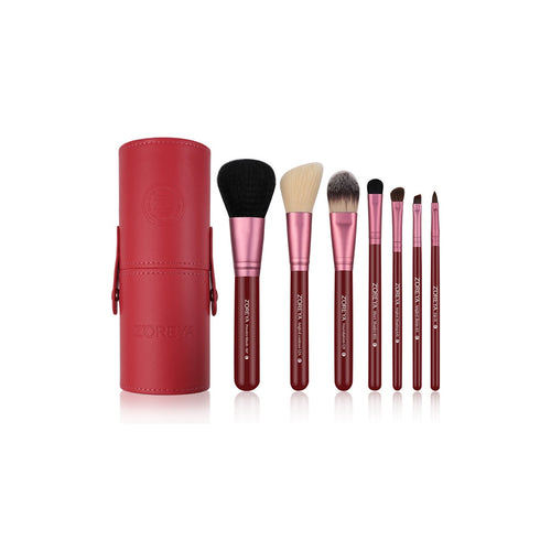 VelvetChroma Essential Brush Roll Set on a pure white background, makeup brushes product photo