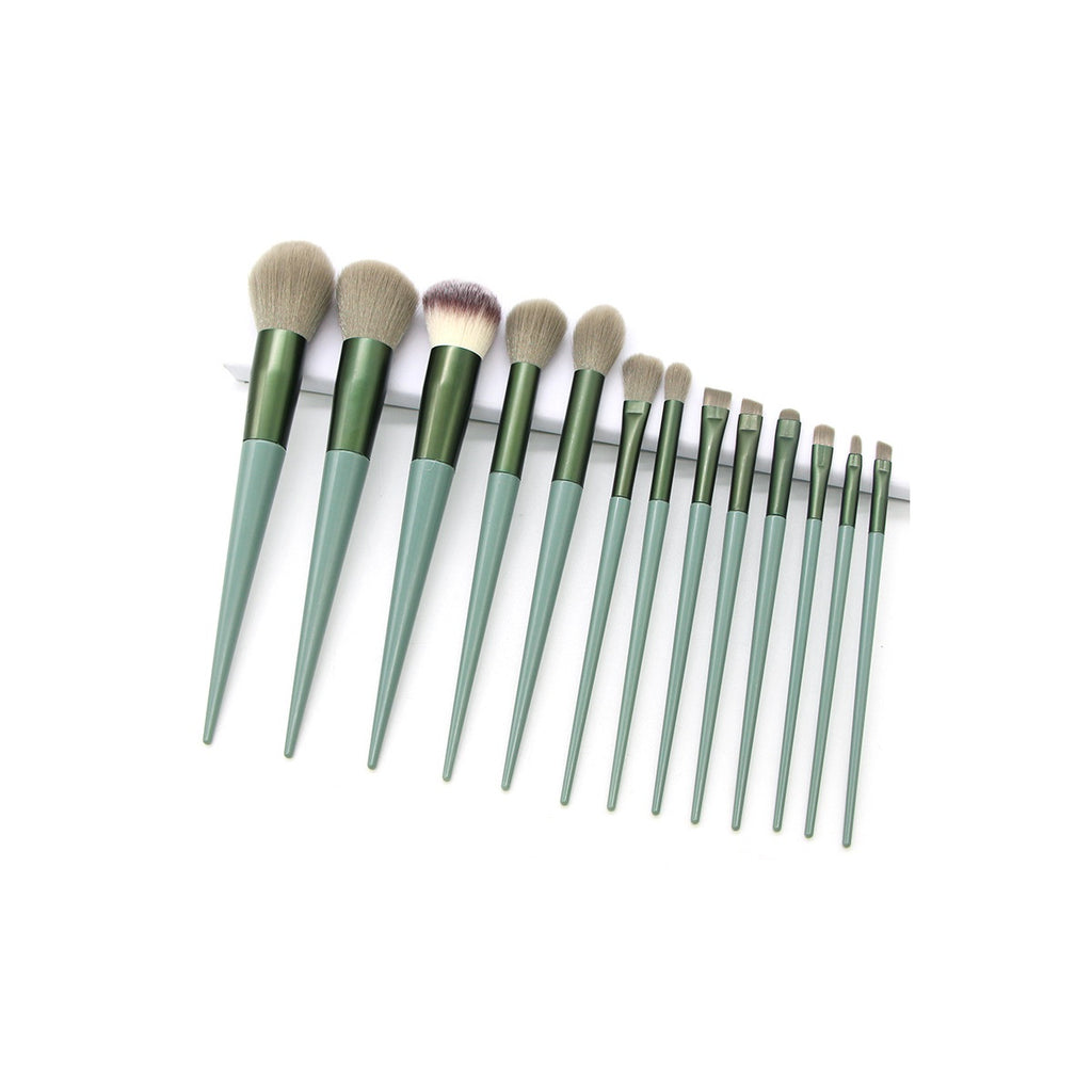 VelvetChroma Mint Handle Brush Set on a pure white background, makeup brushes product photo